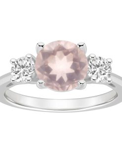 Alyson Layne Sterling Silver 8 mm Round Gemstone & White Topaz Three-Stone Ring