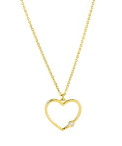 14k Gold Diamond Accent Open Heart Pendant Adjustable Necklace