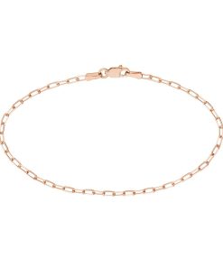 14k Gold 1.95 mm Textured Paper Clip Chain Bracelet