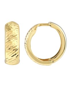 10k Gold 12 mm Textured Hoop Earrings