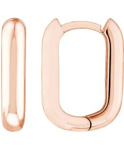 14k Gold Oblong Polished Huggie Hoop Earrings