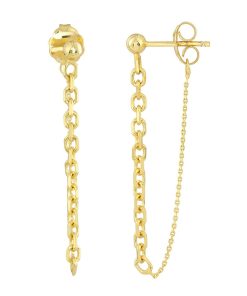 14k Gold Mixed Chain Front-to-Back Earrings
