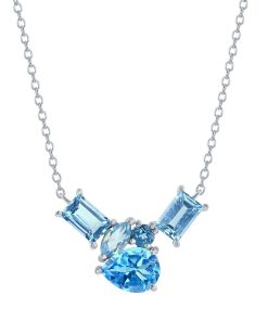 Argento Bella Sterling Silver Multi-Shaped Swiss Blue Topaz Necklace