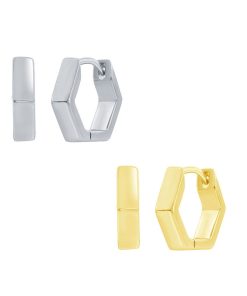 Argento Bella Sterling Silver Geometric Huggie Hoop Earrings