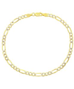 Argento Bella Gold Tone Sterling Silver Figaro Chain Anklet