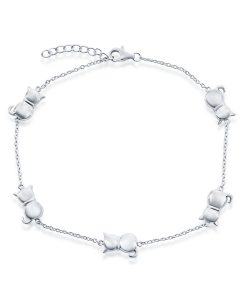 Argento Bella Sterling Silver Cats by the Yard Anklet