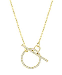 Argento Bella Sterling Silver Cubic Zirconia Circle Toggle Necklace