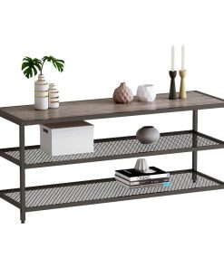 Year Color 3-Tier Entertainment Center Industrial TV Stand with Open Storage Shelves
