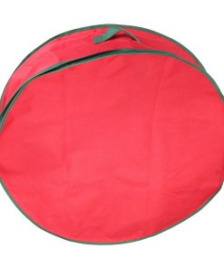 36" Red and Green Christmas Wreath Storage Bag