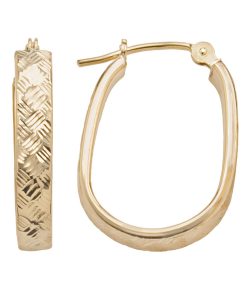 10k Gold Textured U-Hoop Earrings