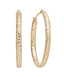 10k Gold Textured Hoop Earrings